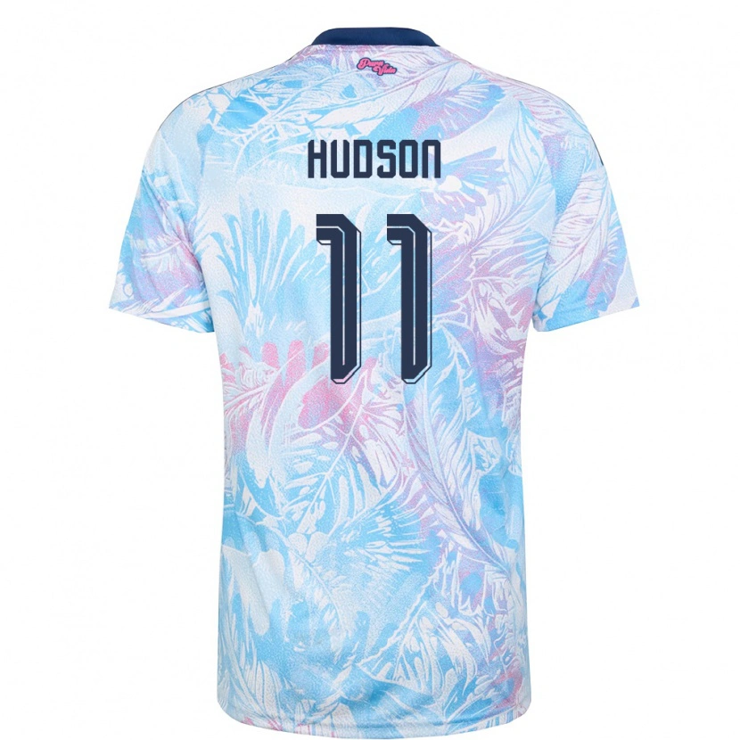 Danxen Pánské Kostarika Abner Hudson #11 Nebeská Modrá Námořnická Růžová Daleko Hráčské Dresy 26-28 Dres