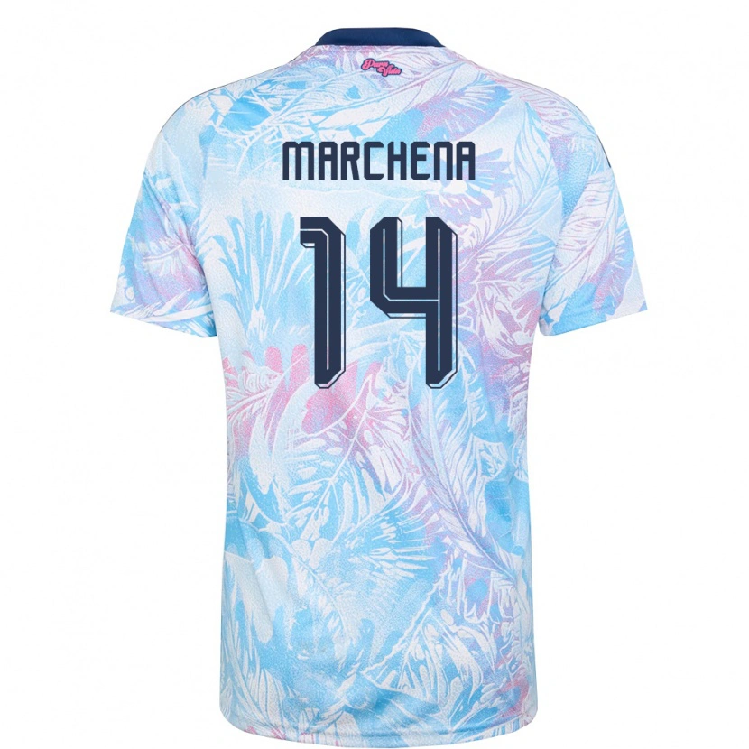 Danxen Pánské Kostarika William Marchena #14 Nebeská Modrá Námořnická Růžová Daleko Hráčské Dresy 26-28 Dres