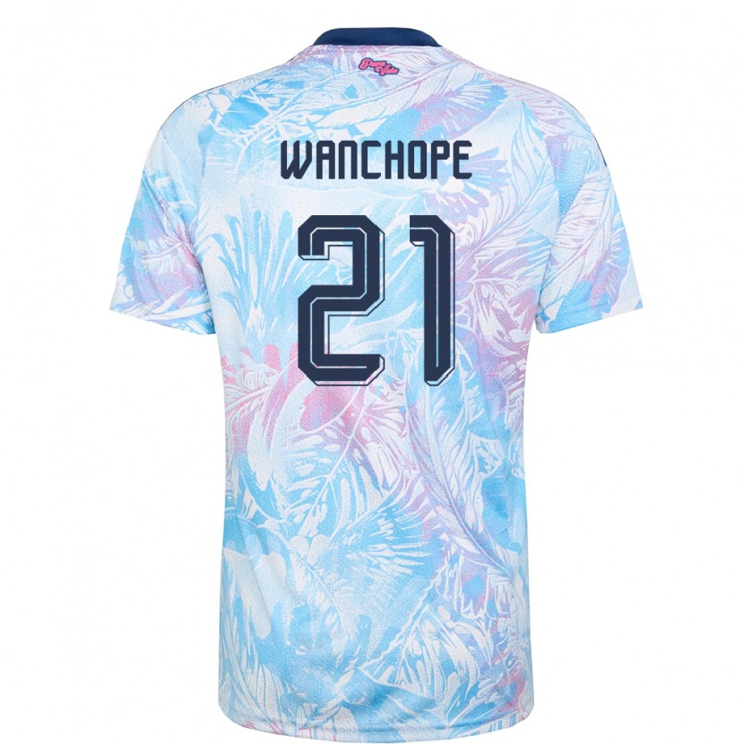 Danxen Pánské Kostarika Matías Wanchope #21 Nebeská Modrá Námořnická Růžová Daleko Hráčské Dresy 26-28 Dres