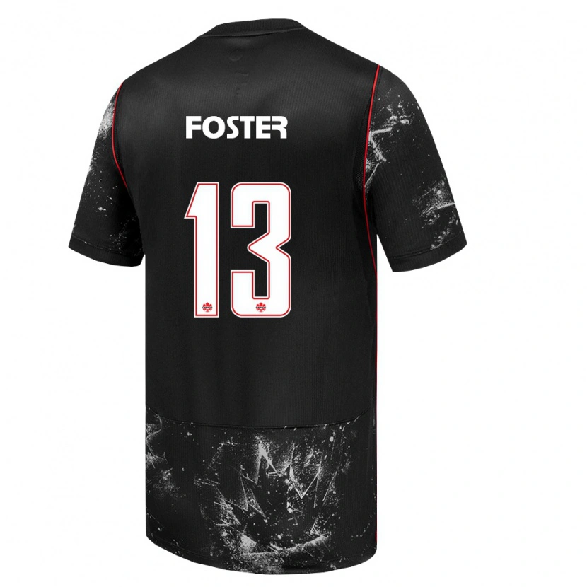Danxen Pánské Kanada Rylee Foster #13 Černá Bílá Červená Daleko Hráčské Dresy 26-28 Dres