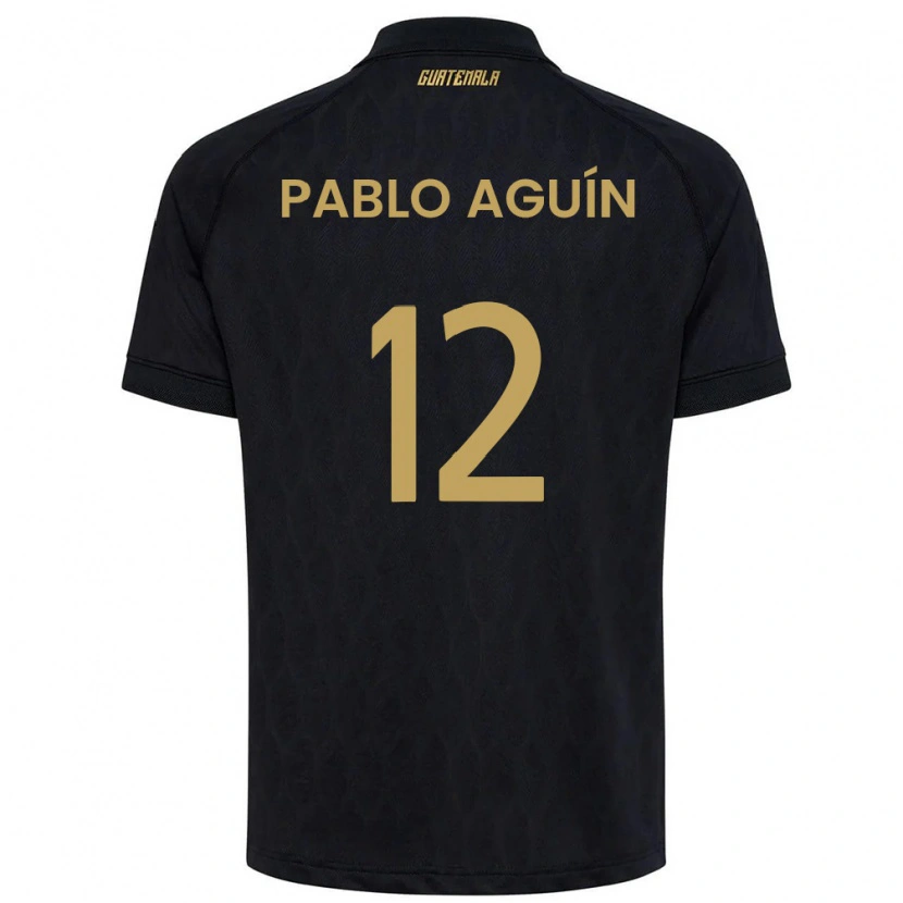 Danxen Pánské Guatemala Luis Pablo Aguín #12 Černá Nebeská Modrá Bílá Daleko Hráčské Dresy 26-28 Dres