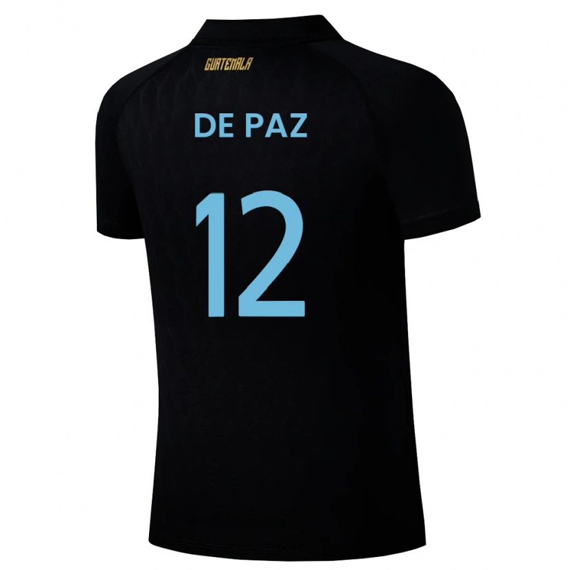 Danxen Pánské Guatemala Mario De Paz #12 Černá Nebeská Modrá Bílá Daleko Hráčské Dresy 26-28 Dres