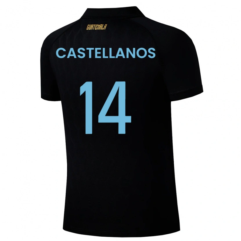 Danxen Pánské Guatemala Jorge Castellanos #14 Černá Nebeská Modrá Bílá Daleko Hráčské Dresy 26-28 Dres