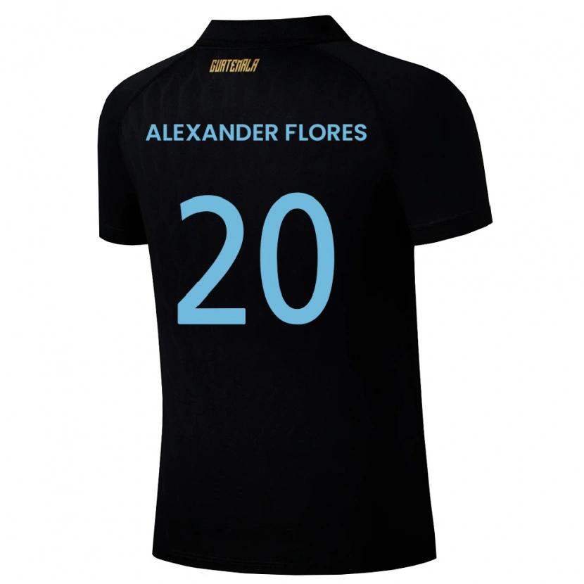 Danxen Pánské Guatemala Luis Alexander Flores #20 Černá Nebeská Modrá Bílá Daleko Hráčské Dresy 26-28 Dres