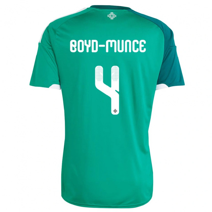 Danxen Dámské Severní Irsko Caolan Boyd-Munce #4 Zelená Bílá Domů Hráčské Dresy 26-28 Dres