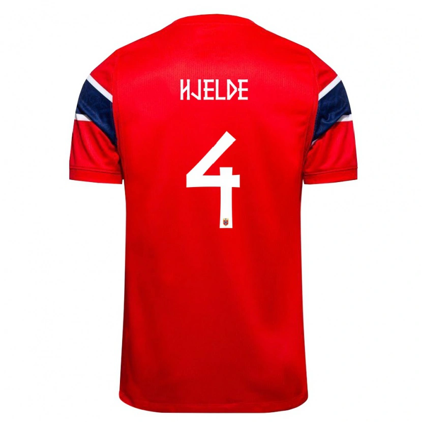 Danxen Dámské Norsko Leo Fuhr Hjelde #4 Červená Námořnická Bílá Domů Hráčské Dresy 26-28 Dres