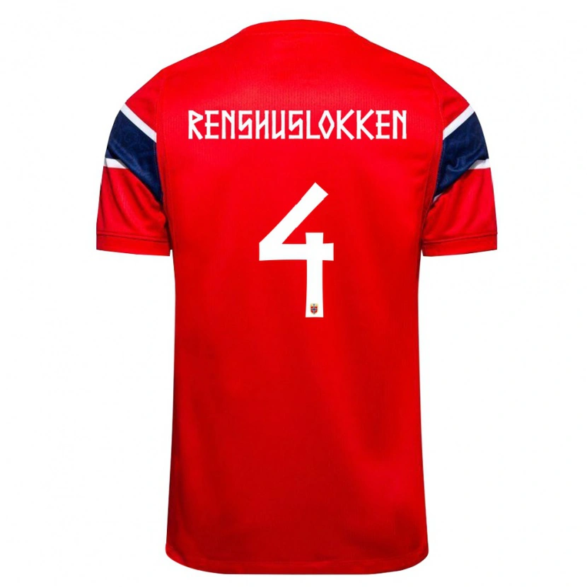 Danxen Dámské Norsko Jesper Renshusløkken #4 Červená Námořnická Bílá Domů Hráčské Dresy 26-28 Dres