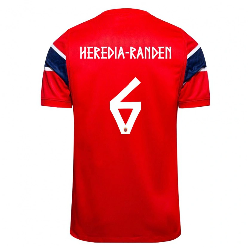 Danxen Dámské Norsko Andreas Heredia-Randen #6 Červená Námořnická Bílá Domů Hráčské Dresy 26-28 Dres