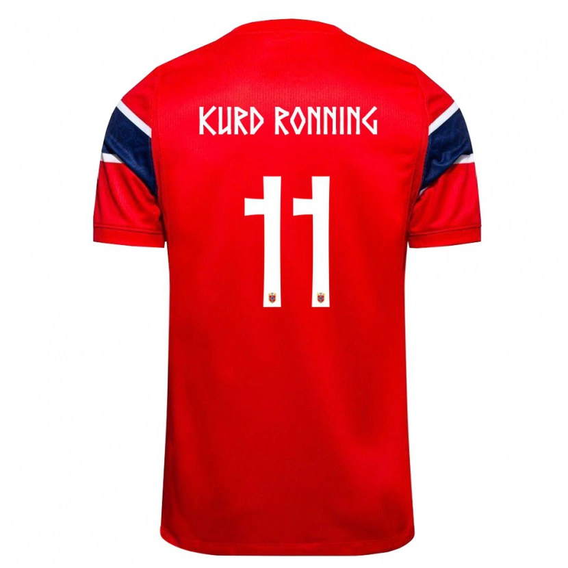 Danxen Dámské Norsko Adrian Kurd Rønning #11 Červená Námořnická Bílá Domů Hráčské Dresy 26-28 Dres