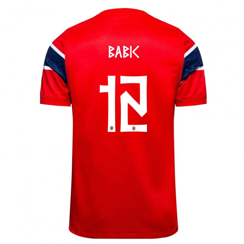 Danxen Dámské Norsko Lazar Babic #12 Červená Námořnická Bílá Domů Hráčské Dresy 26-28 Dres