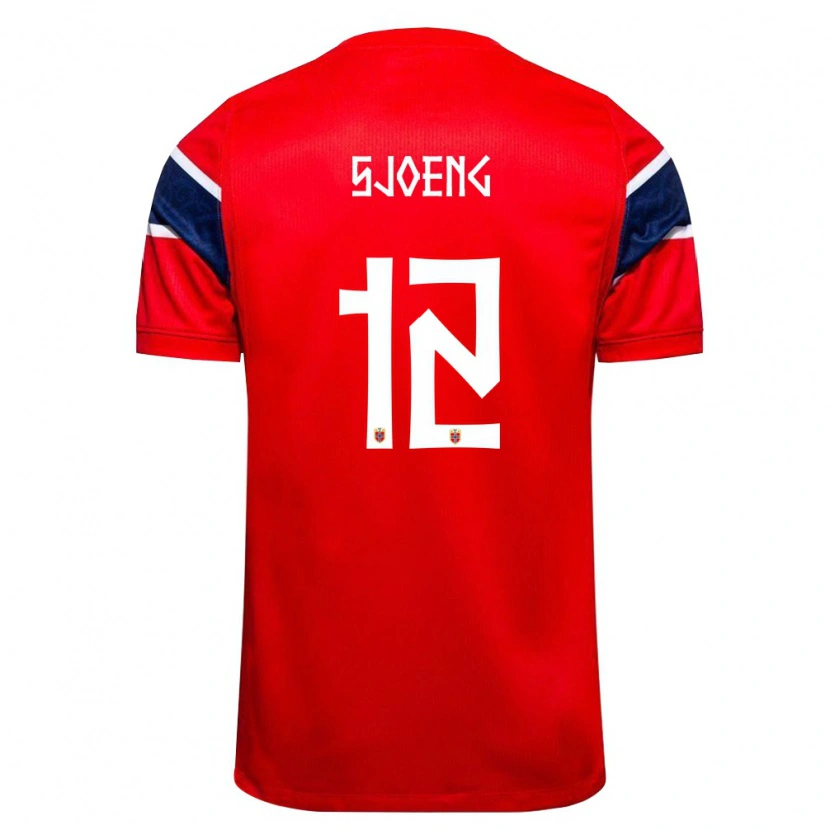 Danxen Dámské Norsko Magnus Sjøeng #12 Červená Námořnická Bílá Domů Hráčské Dresy 26-28 Dres