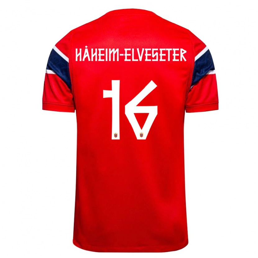 Danxen Dámské Norsko Martin Håheim-Elveseter #16 Červená Námořnická Bílá Domů Hráčské Dresy 26-28 Dres