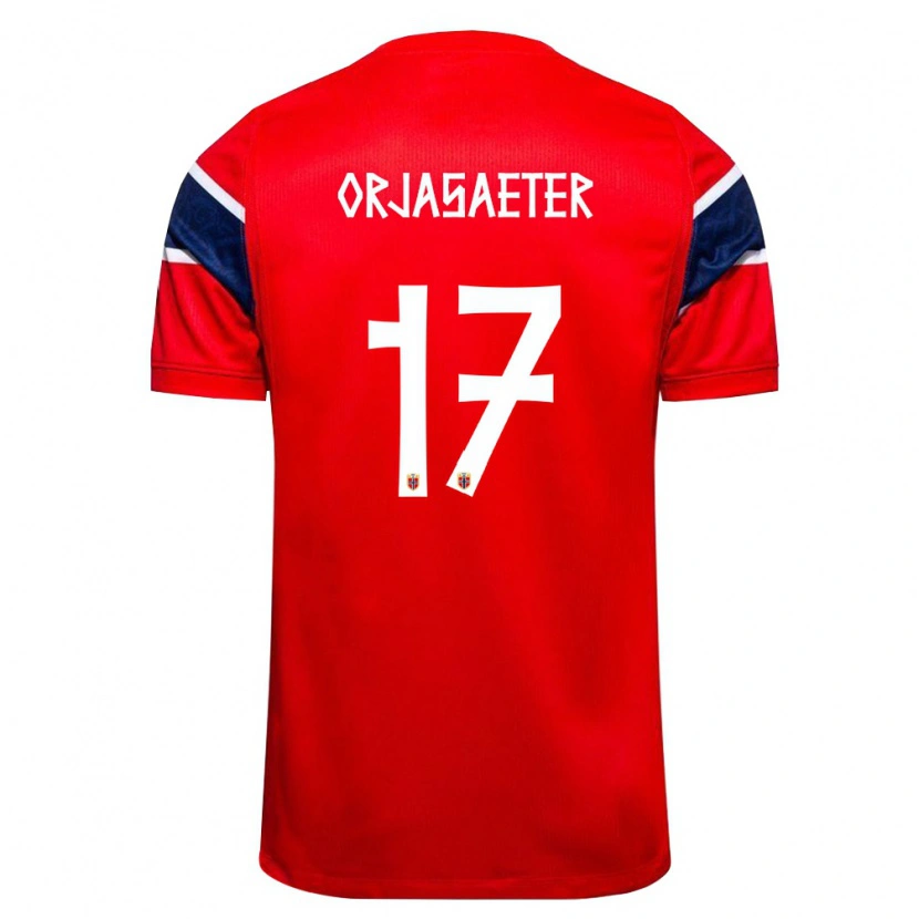 Danxen Dámské Norsko Sondre Ørjasæter #17 Červená Námořnická Bílá Domů Hráčské Dresy 26-28 Dres