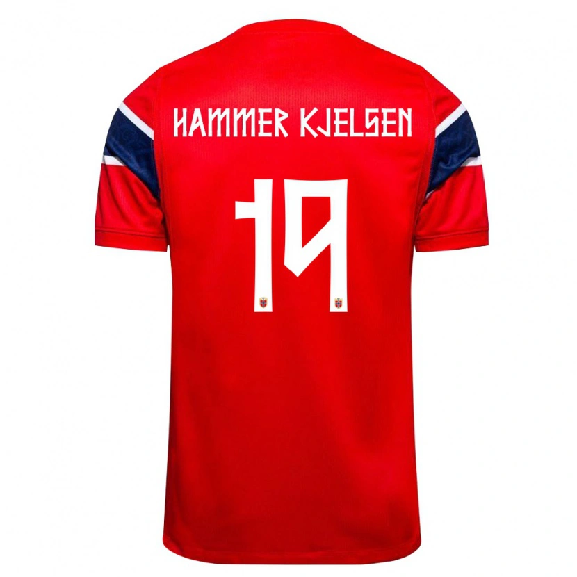 Danxen Dámské Norsko Aleksander Hammer Kjelsen #19 Červená Námořnická Bílá Domů Hráčské Dresy 26-28 Dres