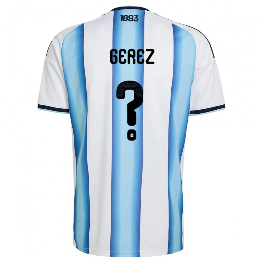 Danxen Dámské Argentina Mariano Gerez #0 Bílá Nebeská Modrá Námořnická Domů Hráčské Dresy 26-28 Dres