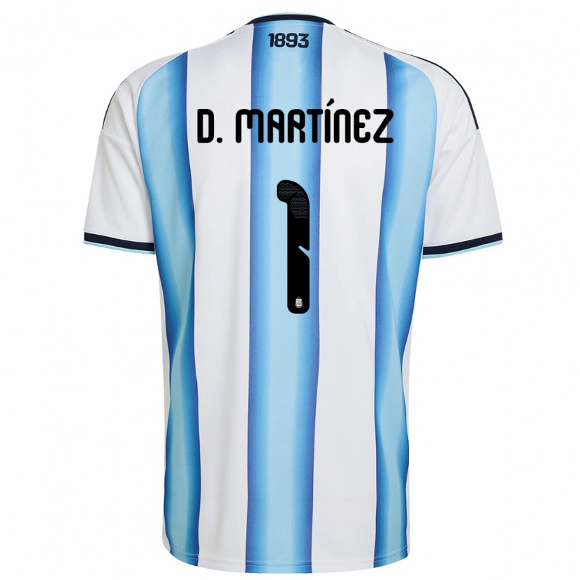 Danxen Dámské Argentina Dylan Martínez #1 Bílá Nebeská Modrá Námořnická Domů Hráčské Dresy 26-28 Dres
