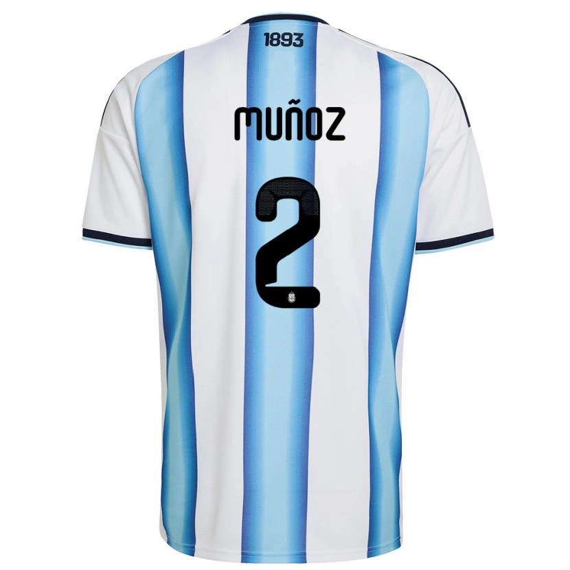 Danxen Dámské Argentina Luana Munoz #2 Bílá Nebeská Modrá Námořnická Domů Hráčské Dresy 26-28 Dres