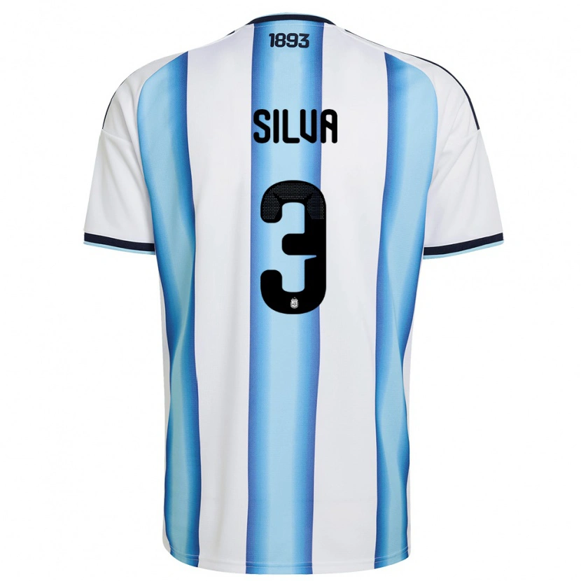 Danxen Dámské Argentina Tomas Silva #3 Bílá Nebeská Modrá Námořnická Domů Hráčské Dresy 26-28 Dres