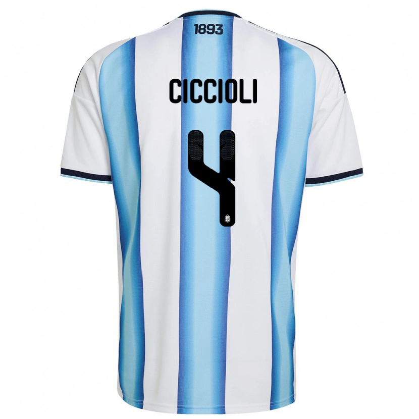 Danxen Dámské Argentina Ulises Ciccioli #4 Bílá Nebeská Modrá Námořnická Domů Hráčské Dresy 26-28 Dres