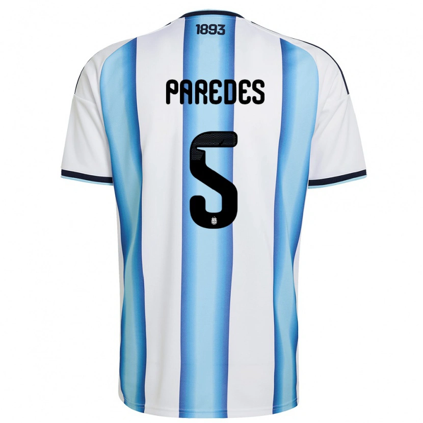 Danxen Dámské Argentina Leandro Paredes #5 Bílá Nebeská Modrá Námořnická Domů Hráčské Dresy 26-28 Dres