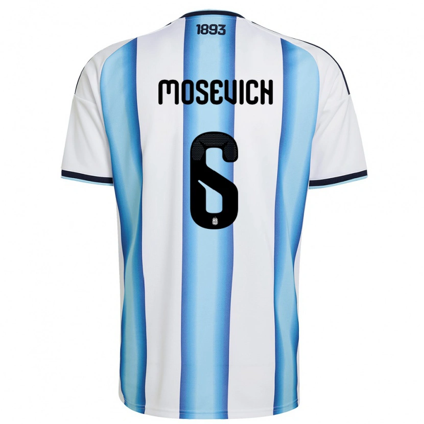 Danxen Dámské Argentina Leonel Mosevich #6 Bílá Nebeská Modrá Námořnická Domů Hráčské Dresy 26-28 Dres