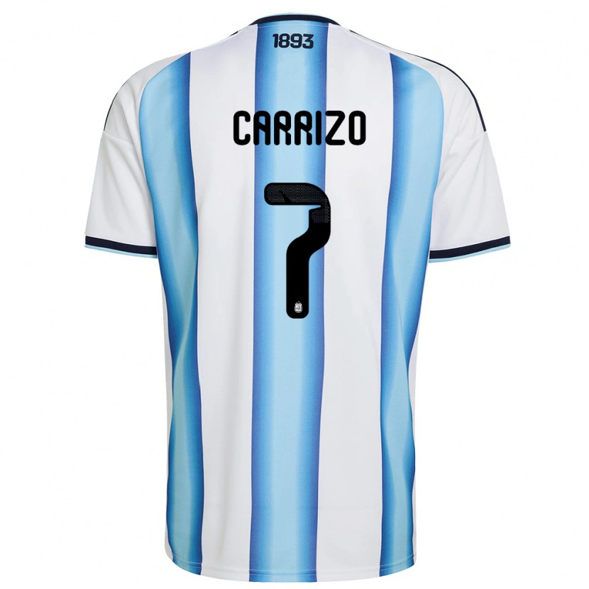 Danxen Dámské Argentina Maher Carrizo #7 Bílá Nebeská Modrá Námořnická Domů Hráčské Dresy 26-28 Dres