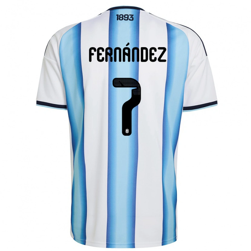 Danxen Dámské Argentina Thiago Fernández #7 Bílá Nebeská Modrá Námořnická Domů Hráčské Dresy 26-28 Dres