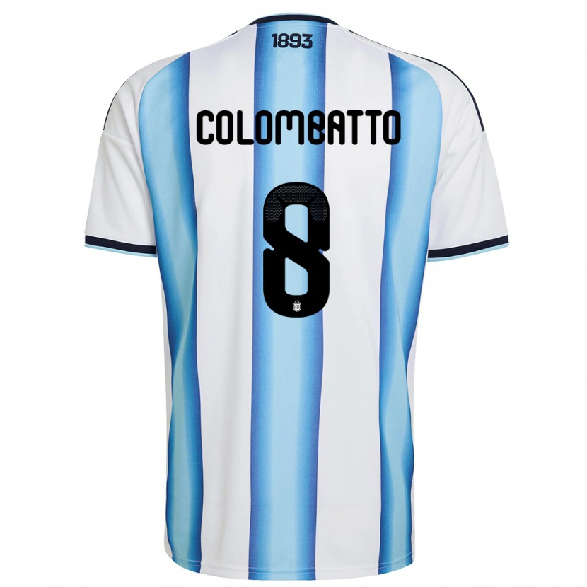 Danxen Dámské Argentina Santiago Colombatto #8 Bílá Nebeská Modrá Námořnická Domů Hráčské Dresy 26-28 Dres