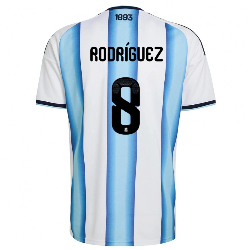 Danxen Dámské Argentina Agustin Rodriguez #8 Bílá Nebeská Modrá Námořnická Domů Hráčské Dresy 26-28 Dres