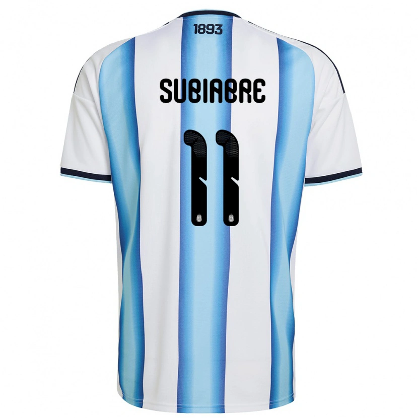 Danxen Dámské Argentina Ian Subiabre #11 Bílá Nebeská Modrá Námořnická Domů Hráčské Dresy 26-28 Dres
