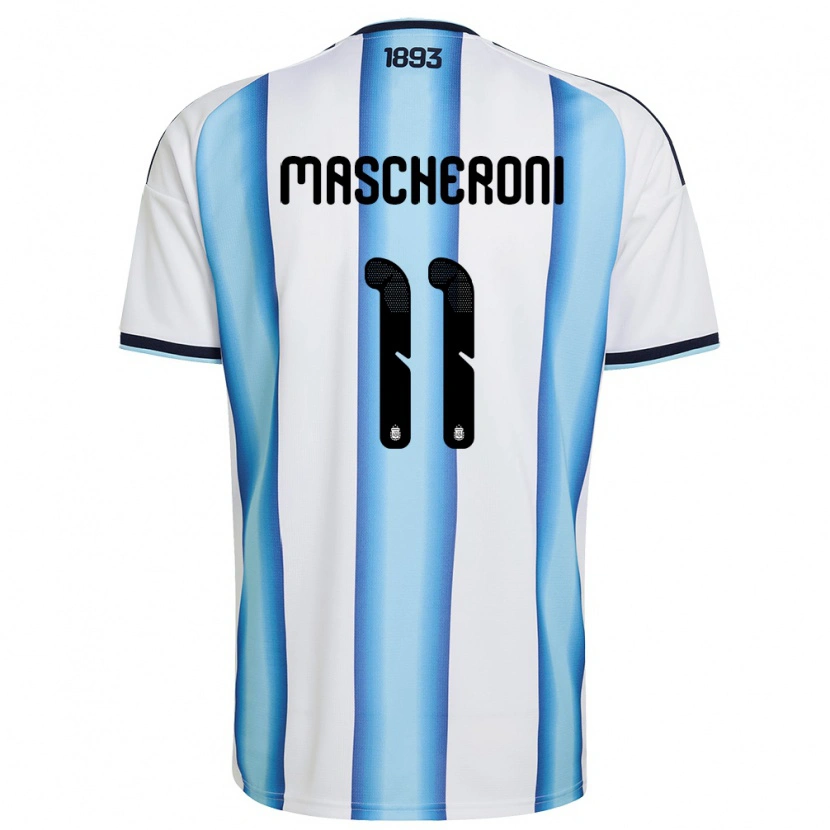 Danxen Dámské Argentina Bruno Mascheroni #11 Bílá Nebeská Modrá Námořnická Domů Hráčské Dresy 26-28 Dres