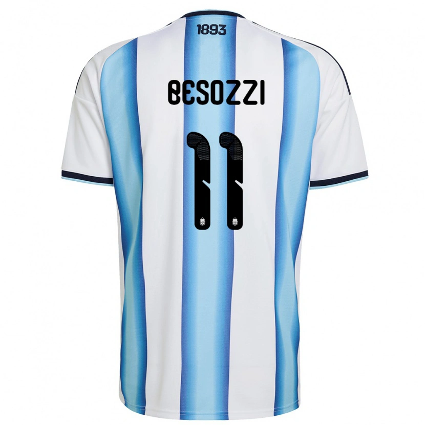 Danxen Dámské Argentina Lucas Besozzi #11 Bílá Nebeská Modrá Námořnická Domů Hráčské Dresy 26-28 Dres