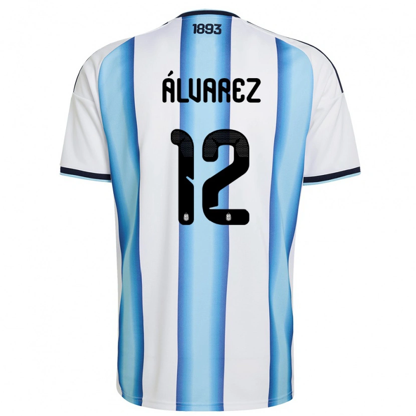 Danxen Dámské Argentina Alfonso Álvarez #12 Bílá Nebeská Modrá Námořnická Domů Hráčské Dresy 26-28 Dres