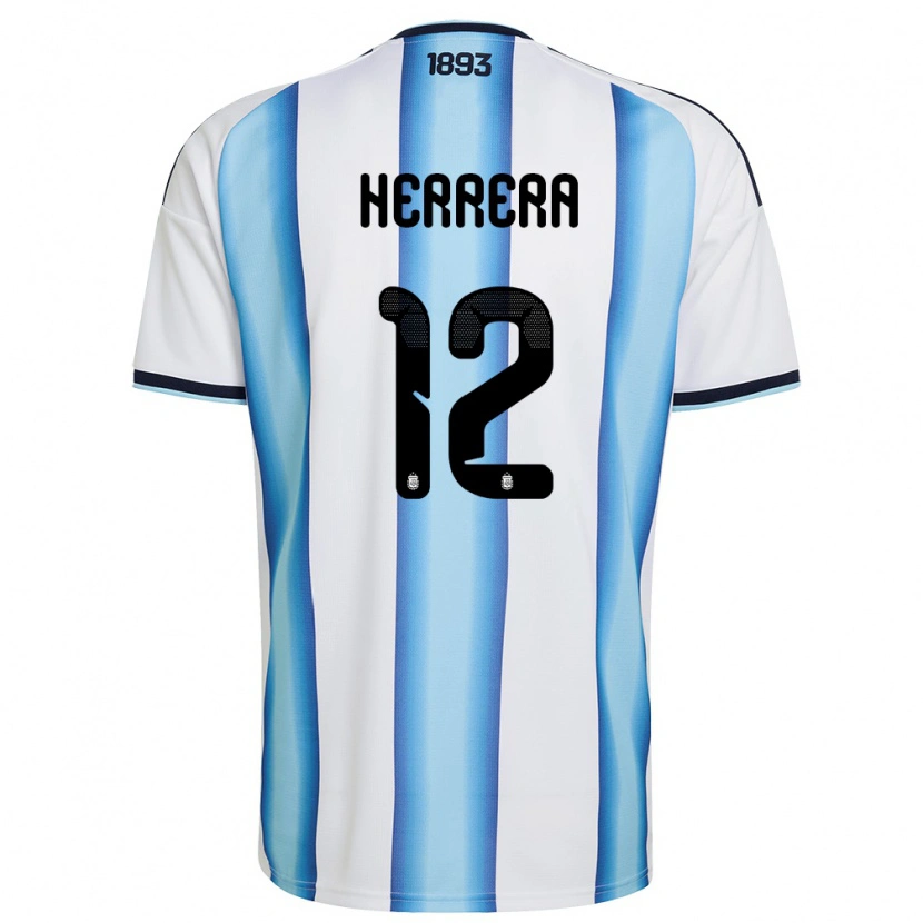 Danxen Dámské Argentina Franco Herrera #12 Bílá Nebeská Modrá Námořnická Domů Hráčské Dresy 26-28 Dres