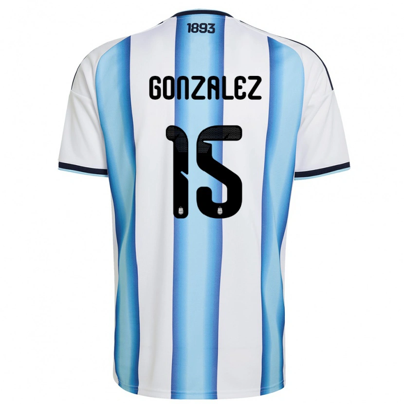 Danxen Dámské Argentina Nico González #15 Bílá Nebeská Modrá Námořnická Domů Hráčské Dresy 26-28 Dres