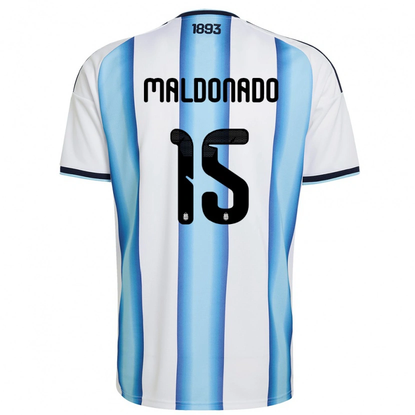 Danxen Dámské Argentina André Maldonado #15 Bílá Nebeská Modrá Námořnická Domů Hráčské Dresy 26-28 Dres