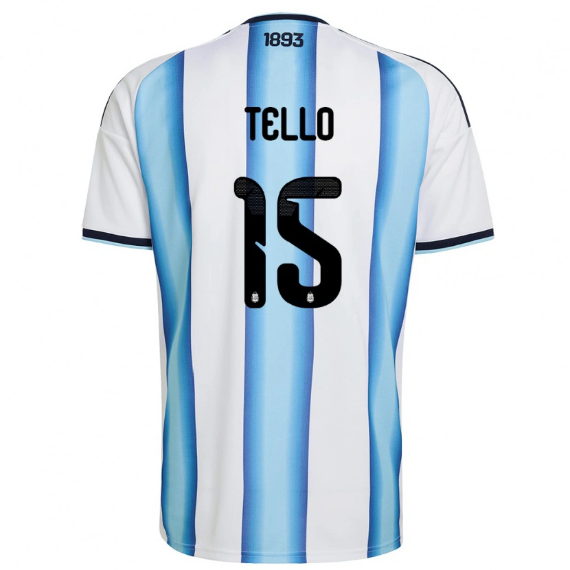 Danxen Dámské Argentina Alejandro Tello #15 Bílá Nebeská Modrá Námořnická Domů Hráčské Dresy 26-28 Dres