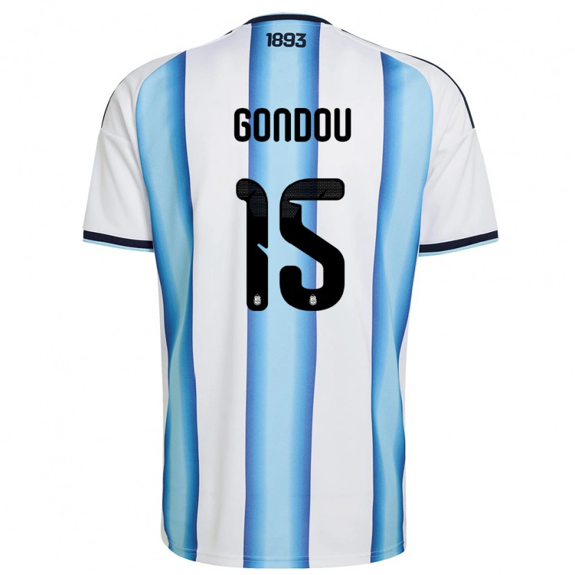 Danxen Dámské Argentina Luciano Gondou #15 Bílá Nebeská Modrá Námořnická Domů Hráčské Dresy 26-28 Dres