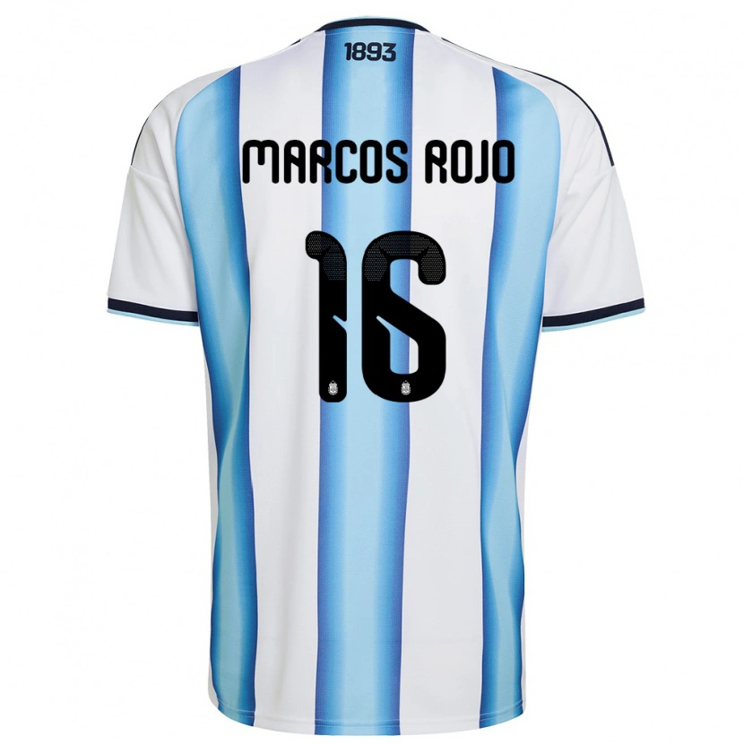 Danxen Dámské Argentina Marcos Rojo #16 Bílá Nebeská Modrá Námořnická Domů Hráčské Dresy 26-28 Dres