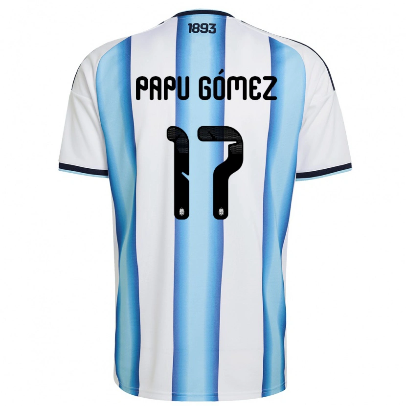 Danxen Dámské Argentina Papu Gomez #17 Bílá Nebeská Modrá Námořnická Domů Hráčské Dresy 26-28 Dres
