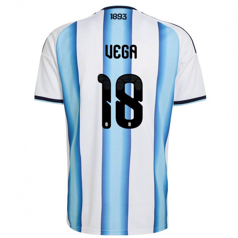 Danxen Dámské Argentina Gonzalo Vega #18 Bílá Nebeská Modrá Námořnická Domů Hráčské Dresy 26-28 Dres