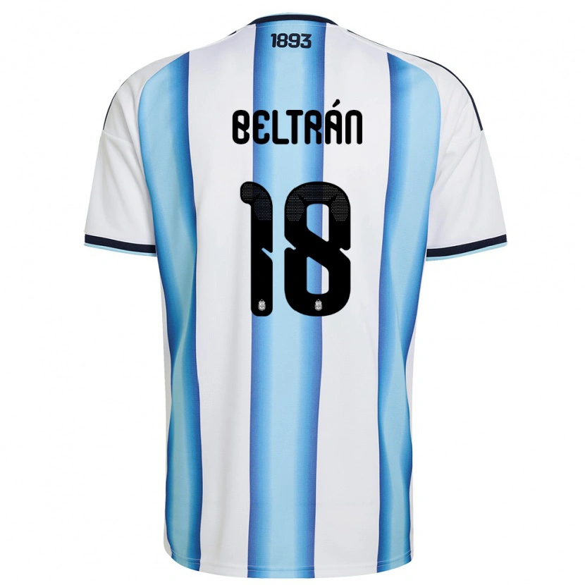 Danxen Dámské Argentina Lucas Beltrán #18 Bílá Nebeská Modrá Námořnická Domů Hráčské Dresy 26-28 Dres