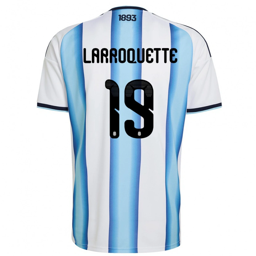 Danxen Dámské Argentina Mariana Larroquette #19 Bílá Nebeská Modrá Námořnická Domů Hráčské Dresy 26-28 Dres