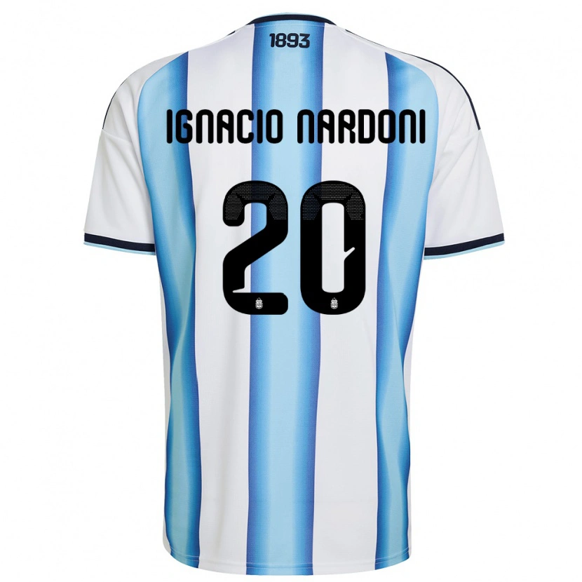 Danxen Dámské Argentina Juan Ignacio Nardoni #20 Bílá Nebeská Modrá Námořnická Domů Hráčské Dresy 26-28 Dres