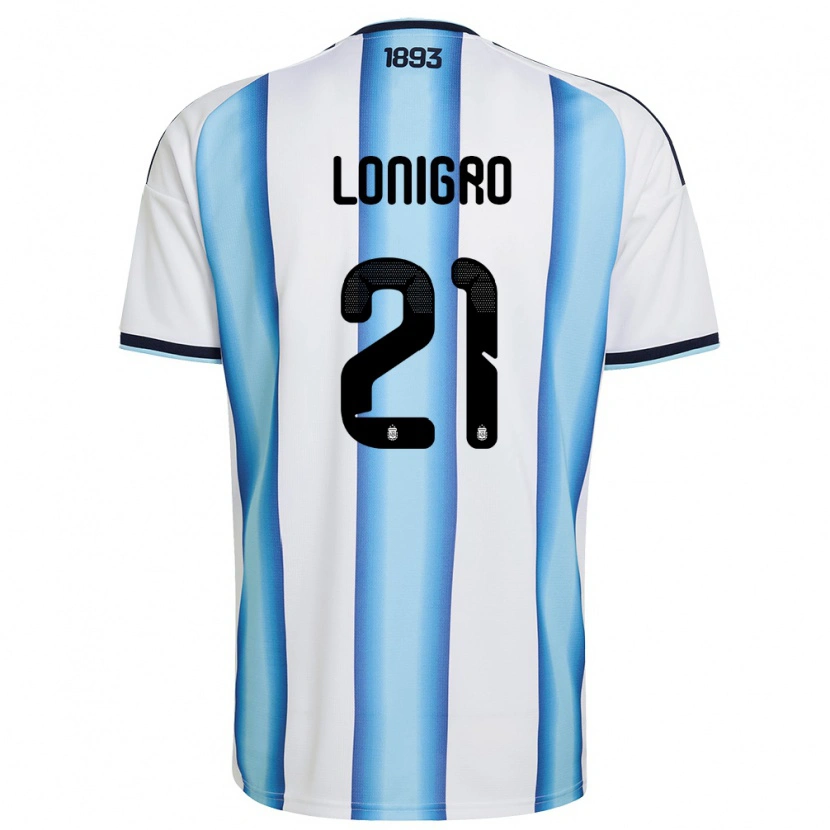 Danxen Dámské Argentina Erica Lonigro #21 Bílá Nebeská Modrá Námořnická Domů Hráčské Dresy 26-28 Dres