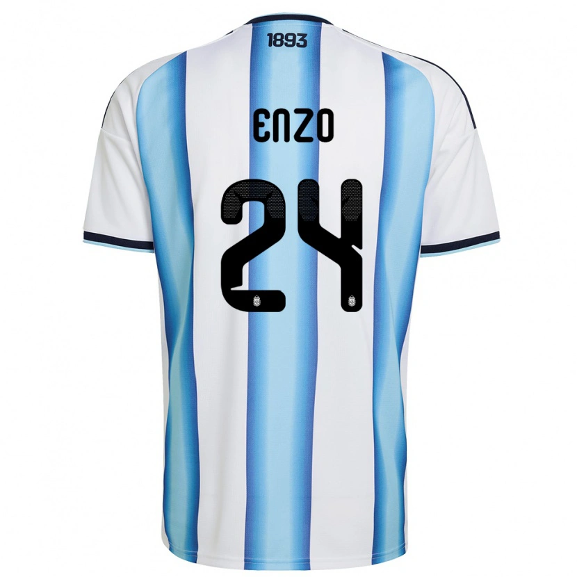 Danxen Dámské Argentina Enzo Fernández #24 Bílá Nebeská Modrá Námořnická Domů Hráčské Dresy 26-28 Dres