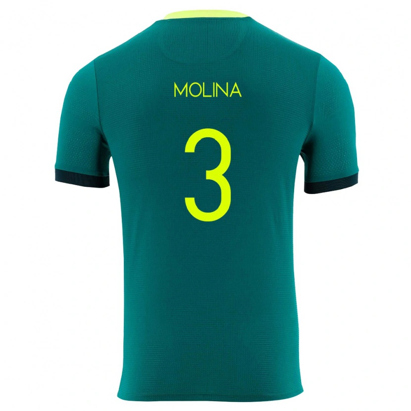 Danxen Dámské Bolívie Iván Molina #3 Zelená Žlutá Černá Domů Hráčské Dresy 26-28 Dres