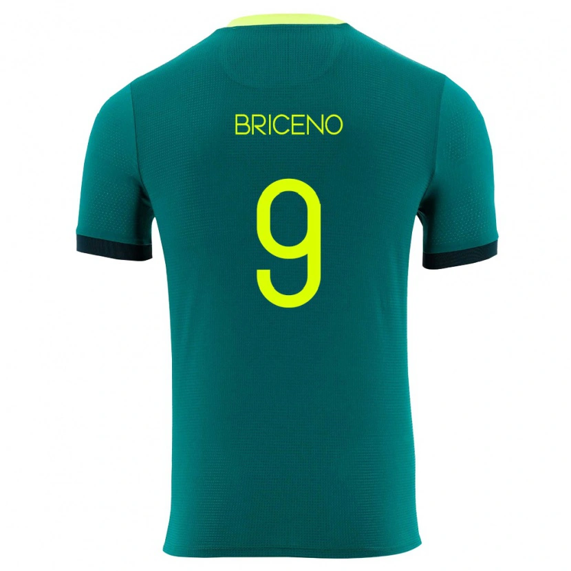 Danxen Dámské Bolívie José Briceño #9 Zelená Žlutá Černá Domů Hráčské Dresy 26-28 Dres