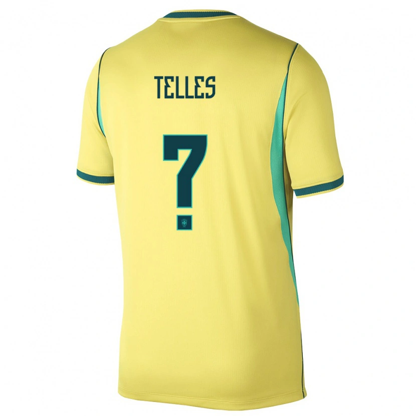 Danxen Dámské Brazílie Douglas Telles #0 Žlutá Zelená Domů Hráčské Dresy 26-28 Dres