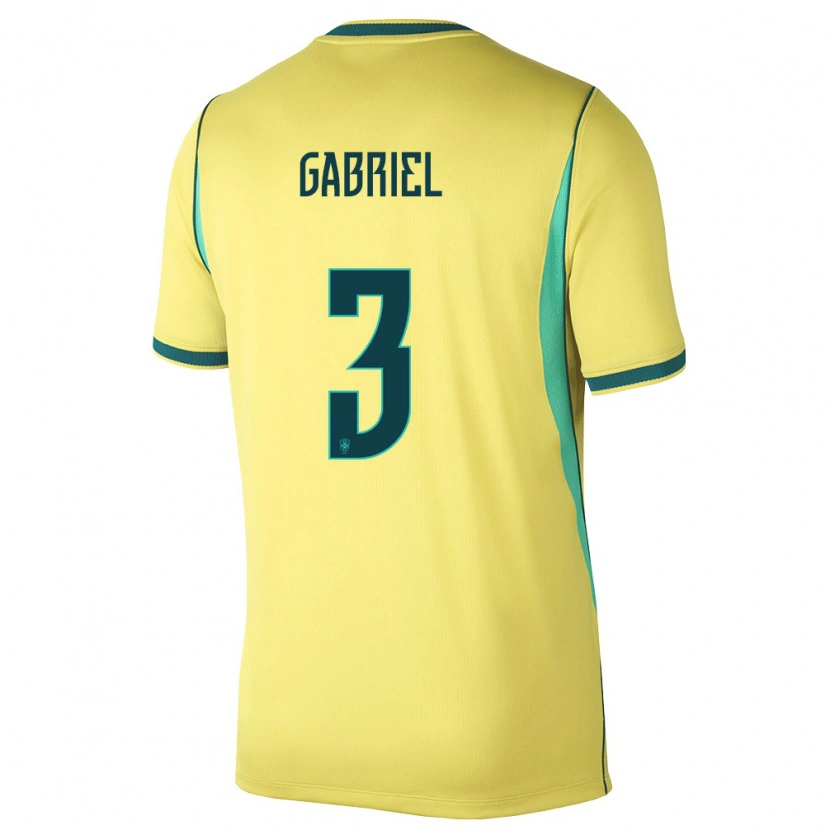 Danxen Dámské Brazílie Gabriel Magalhães #3 Žlutá Zelená Domů Hráčské Dresy 26-28 Dres